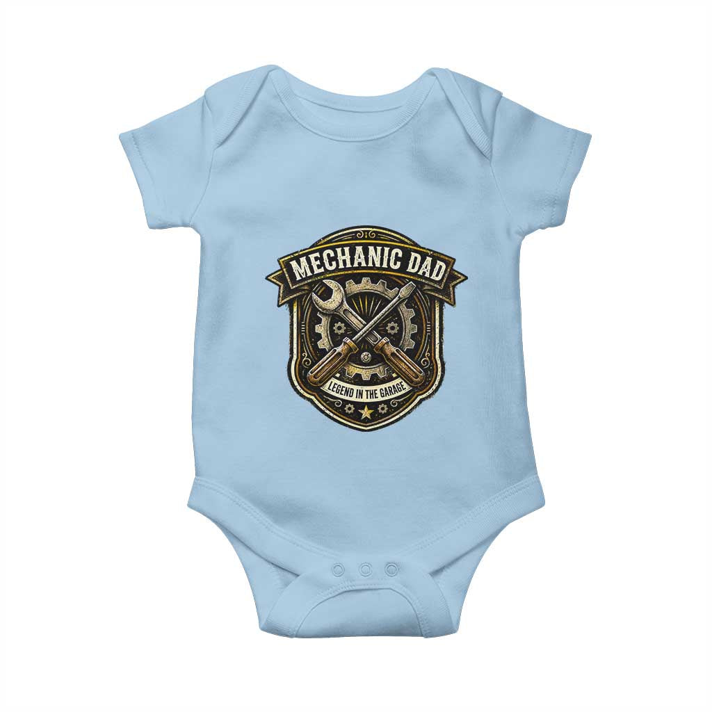 Mechanic Dad Legend In The Garage Baby Onesie Funny Auto Repair Fathers Day Gift TS12 Light Blue Print Your Wear