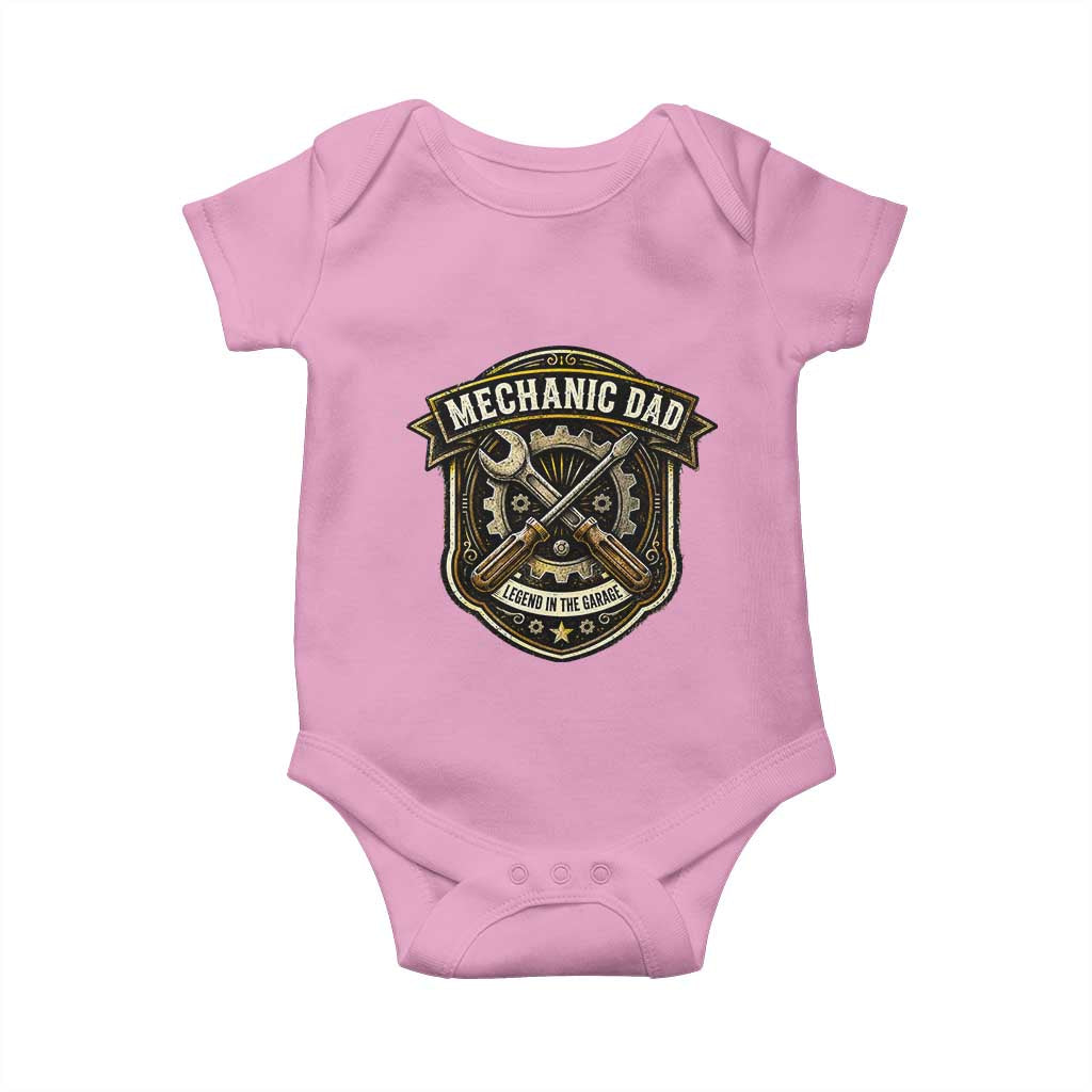 Mechanic Dad Legend In The Garage Baby Onesie Funny Auto Repair Fathers Day Gift TS12 Light Pink Print Your Wear