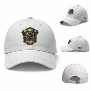 Mechanic Dad Legend In The Garage Baseball Cap Funny Auto Repair Fathers Day Gift TS12 Baseball Cap Universal Fit White Print Your Wear