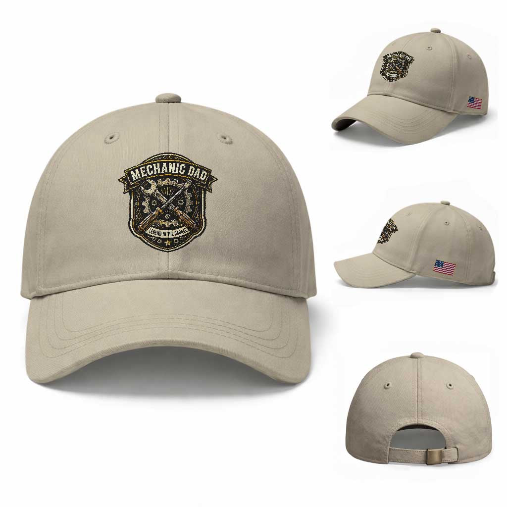 Mechanic Dad Legend In The Garage Baseball Cap Funny Auto Repair Fathers Day Gift TS12 Baseball Cap Universal Fit Beige Print Your Wear