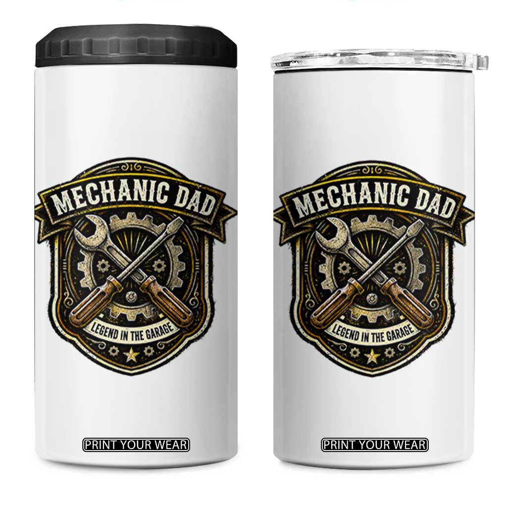 Mechanic Dad Legend In The Garage 4 in 1 Can Cooler Tumbler Funny Auto Repair Fathers Day Gift TS12 One Size: 16 oz White Print Your Wear