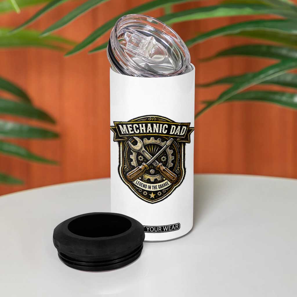 Mechanic Dad Legend In The Garage 4 in 1 Can Cooler Tumbler Funny Auto Repair Fathers Day Gift TS12 Print Your Wear