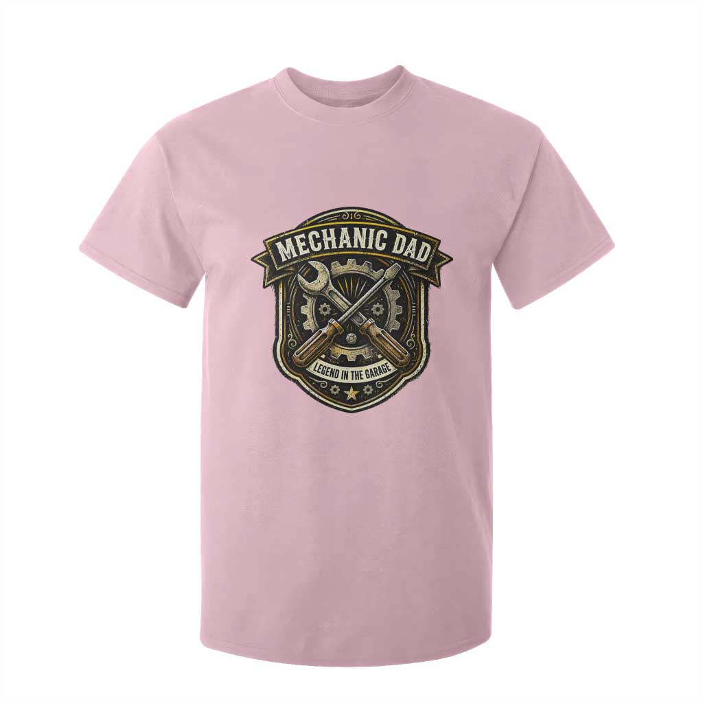 Mechanic Dad Legend In The Garage T Shirt For Kid Funny Auto Repair Fathers Day Gift TS12 Light Pink Print Your Wear
