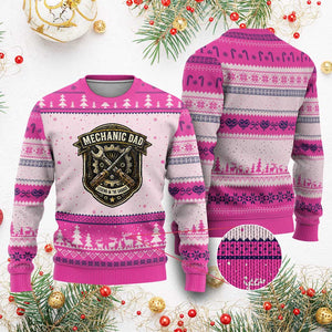 Mechanic Dad Legend In The Garage Ugly Christmas Sweater Funny Auto Repair Fathers Day Gift TS12 Hot Pink Print Your Wear