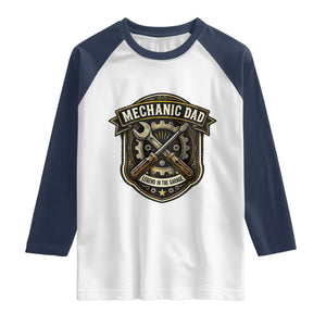 Mechanic Dad Legend In The Garage Raglan Shirt Funny Auto Repair Fathers Day Gift TS12 White Navy Print Your Wear