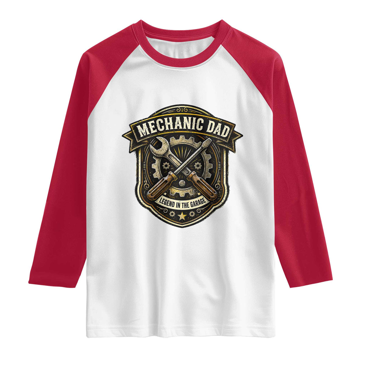 Mechanic Dad Legend In The Garage Raglan Shirt Funny Auto Repair Fathers Day Gift TS12 White Red Print Your Wear