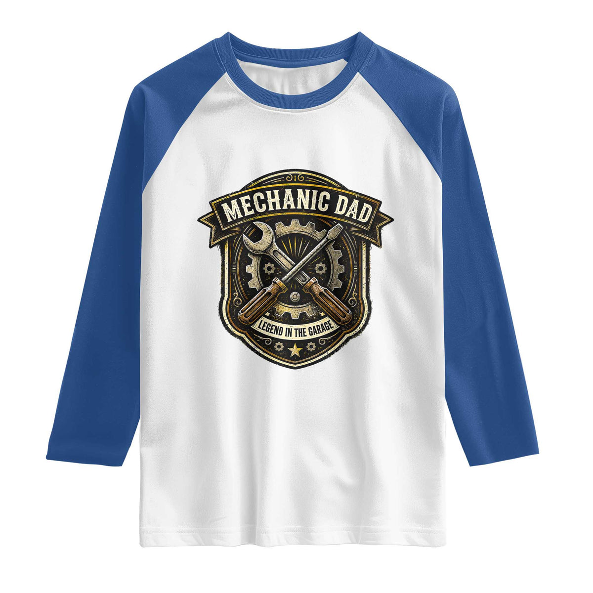 Mechanic Dad Legend In The Garage Raglan Shirt Funny Auto Repair Fathers Day Gift TS12 White Royal Print Your Wear
