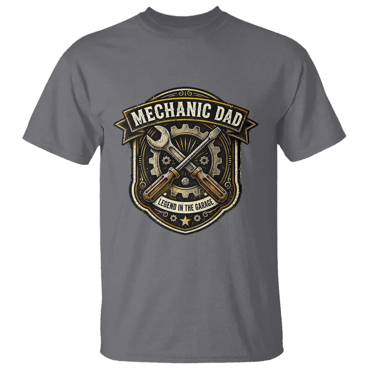 Mechanic Dad Legend In The Garage T Shirt Funny Auto Repair Fathers Day Gift TS12 Charcoal Print Your Wear