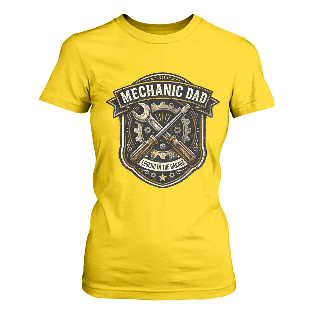 Mechanic Dad Legend In The Garage T Shirt For Women Funny Auto Repair Fathers Day Gift TS12 Daisy Print Your Wear
