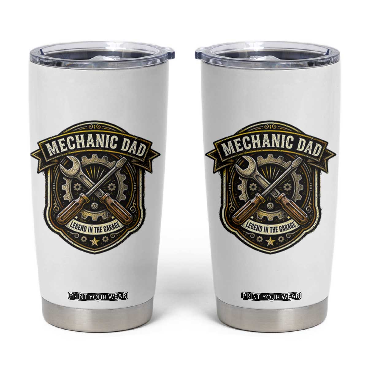 Mechanic Dad Legend In The Garage Tumbler Cup Funny Auto Repair Fathers Day Gift TS12 White Print Your Wear