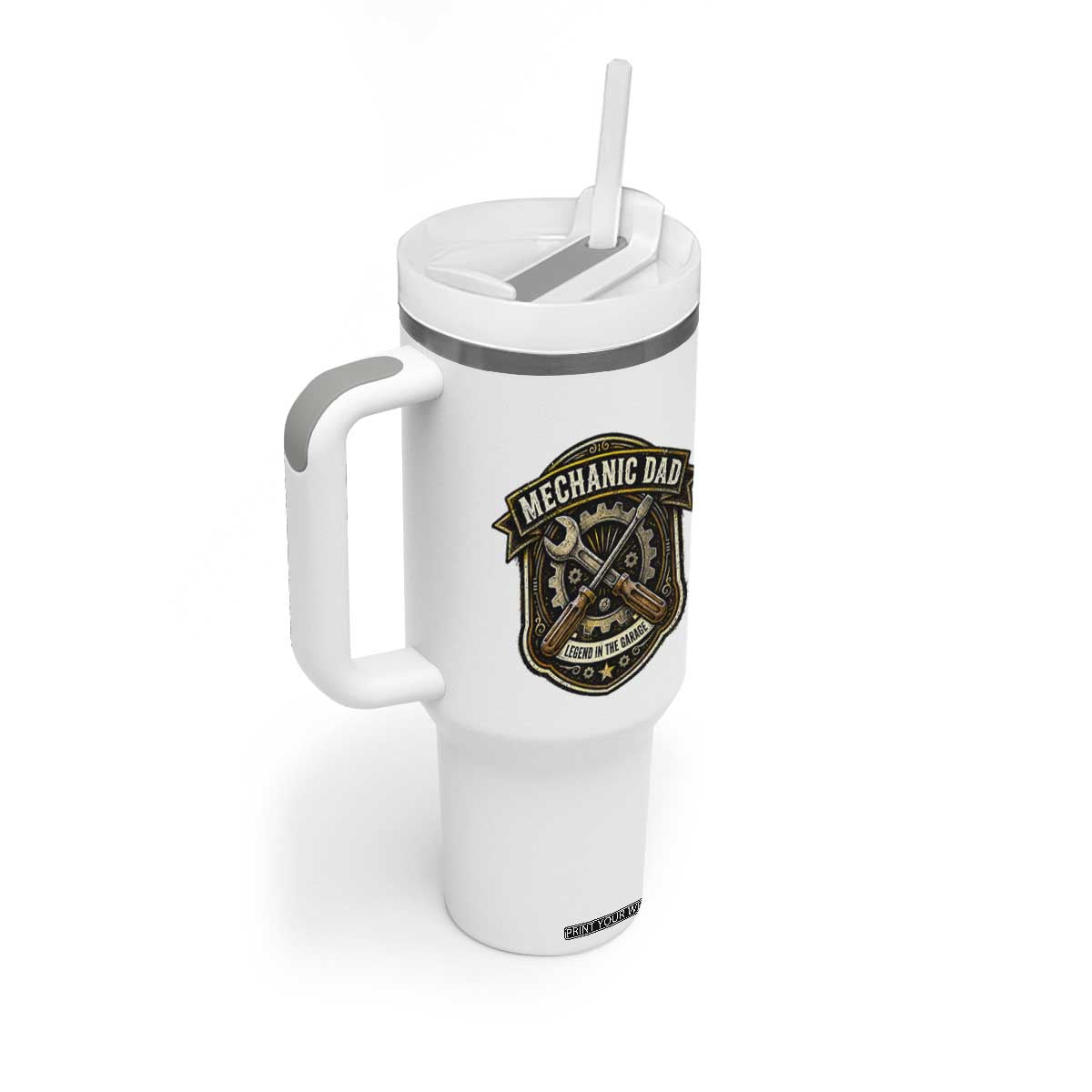 Mechanic Dad Legend In The Garage Tumbler With Handle Funny Auto Repair Fathers Day Gift TS12 Print Your Wear