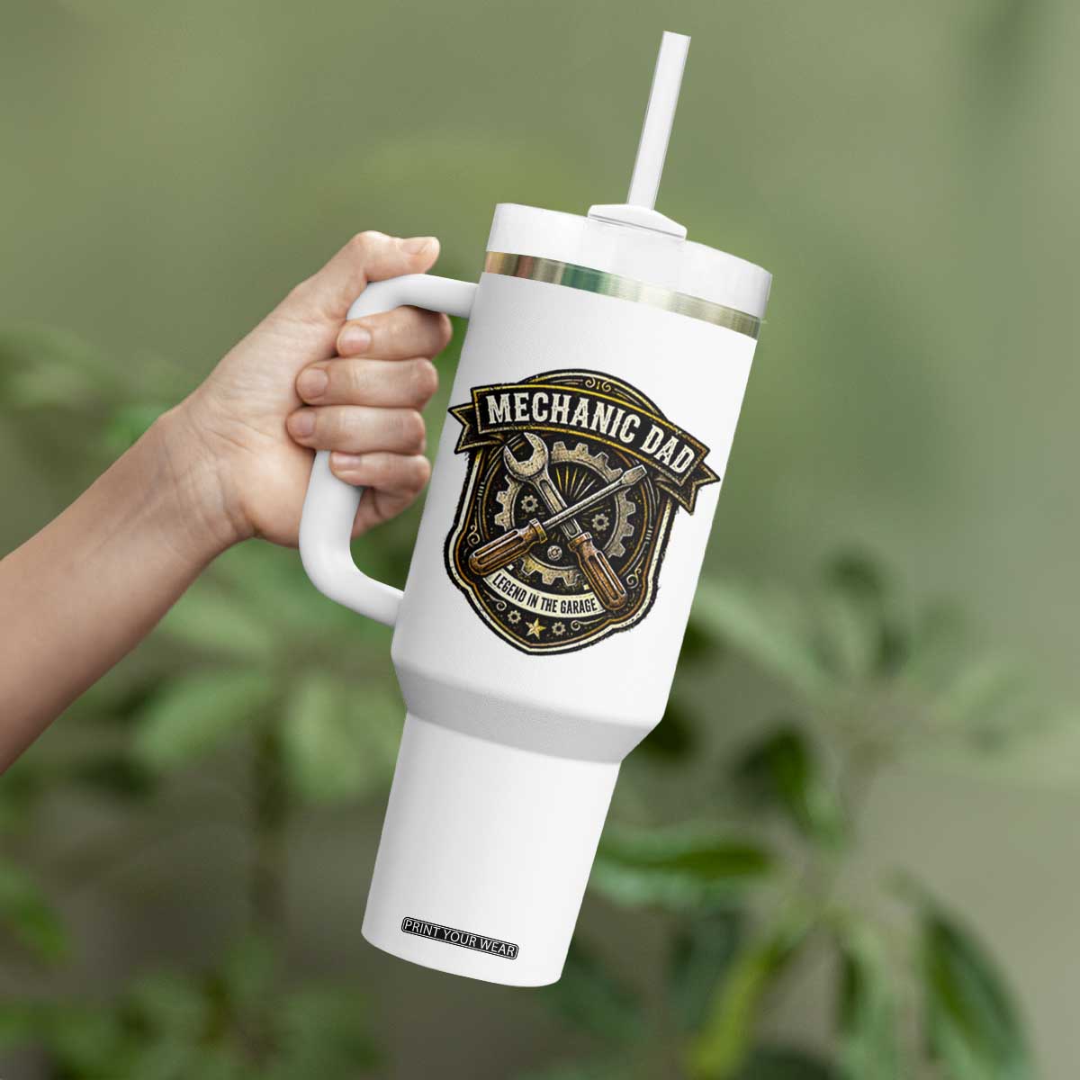 Mechanic Dad Legend In The Garage Tumbler With Handle Funny Auto Repair Fathers Day Gift TS12 Print Your Wear