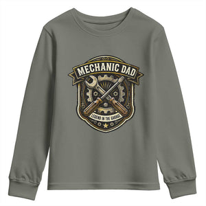 Mechanic Dad Legend In The Garage Youth Sweatshirt Funny Auto Repair Fathers Day Gift TS12 Military Green Print Your Wear