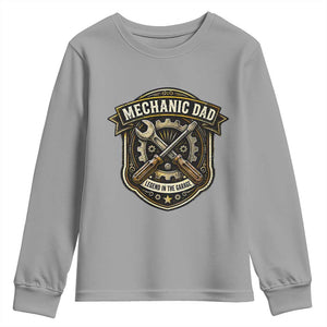 Mechanic Dad Legend In The Garage Youth Sweatshirt Funny Auto Repair Fathers Day Gift TS12 Sport Gray Print Your Wear