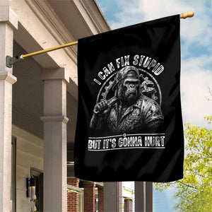 Funny Gorilla Mechanic Garden Flag I Can Fix Stupid But Its Gonna Hurt TS12 Print Your Wear