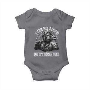 Funny Gorilla Mechanic Baby Onesie I Can Fix Stupid But Its Gonna Hurt TS12 Charcoal Print Your Wear