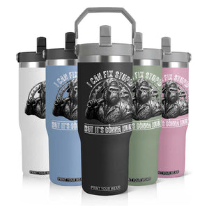 Funny Gorilla Mechanic Flip Straw Tumbler I Can Fix Stupid But Its Gonna Hurt TS12 Print Your Wear