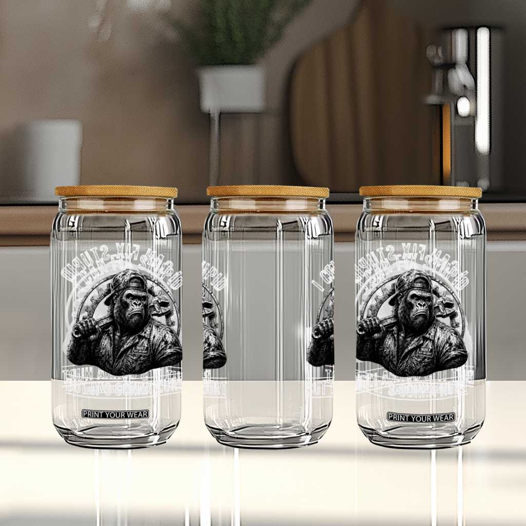 Funny Gorilla Mechanic Glass Can I Can Fix Stupid But Its Gonna Hurt TS12 Print Your Wear