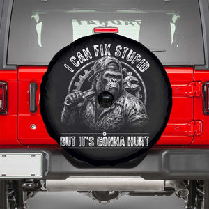 Funny Gorilla Mechanic Spare Tire Cover I Can Fix Stupid But Its Gonna Hurt TS12 Black Print Your Wear