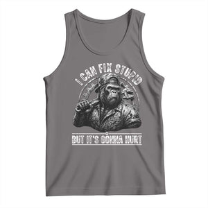 Funny Gorilla Mechanic Tank Top I Can Fix Stupid But Its Gonna Hurt TS12 Deep Heather Print Your Wear