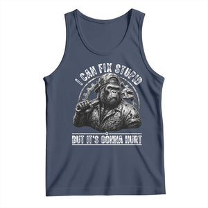 Funny Gorilla Mechanic Tank Top I Can Fix Stupid But Its Gonna Hurt TS12 Navy Print Your Wear