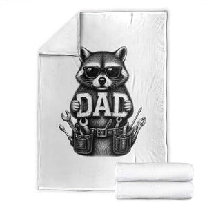 Funny Raccoon Dad Mechanic Throw Blanket Trash Panda Fathers Day Gift TS12 White Print Your Wear