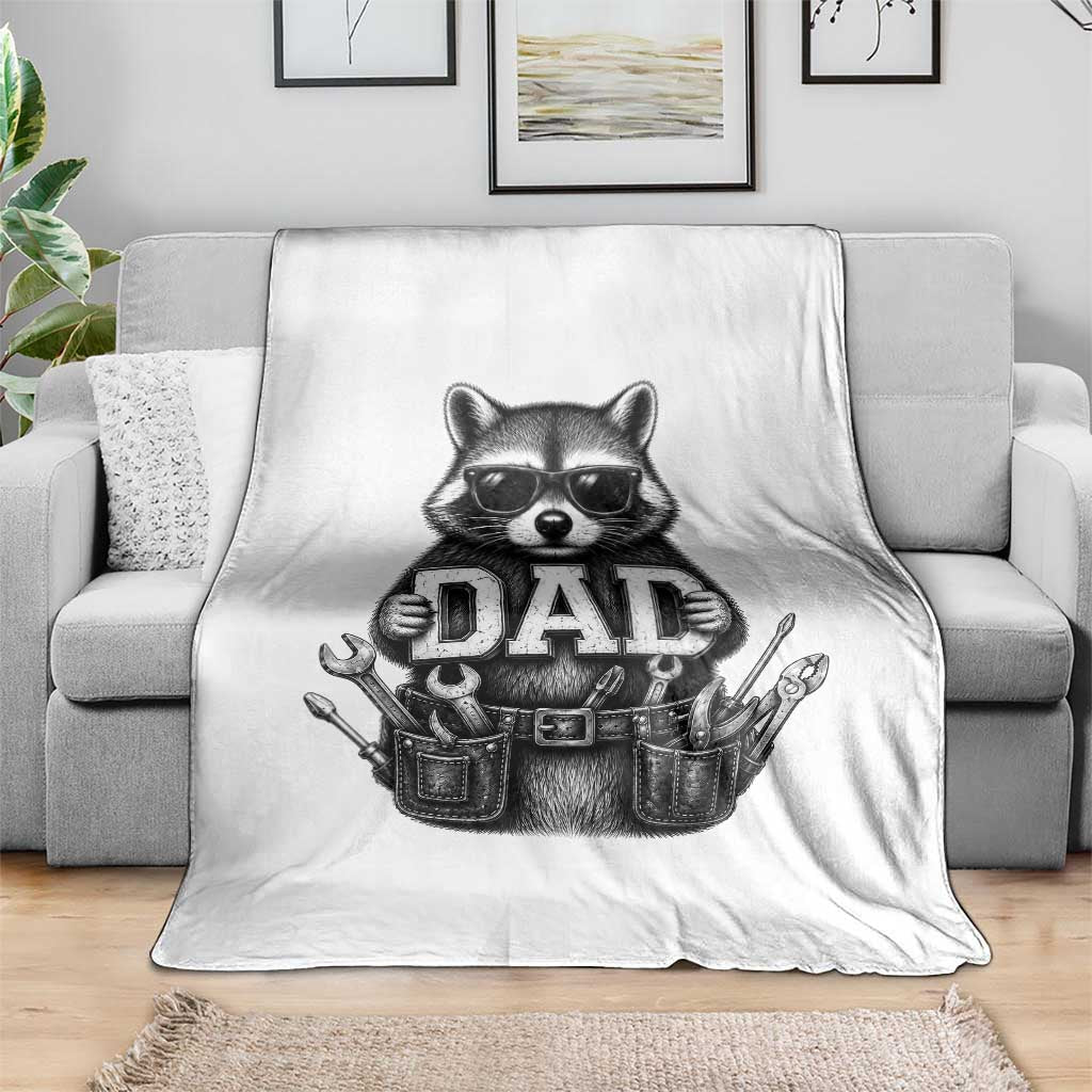 Funny Raccoon Dad Mechanic Throw Blanket Trash Panda Fathers Day Gift TS12 Print Your Wear