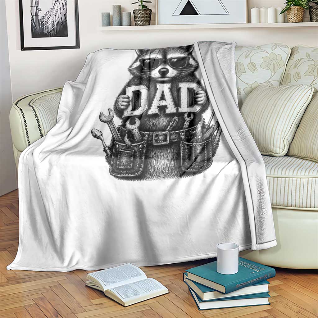 Funny Raccoon Dad Mechanic Throw Blanket Trash Panda Fathers Day Gift TS12 Print Your Wear