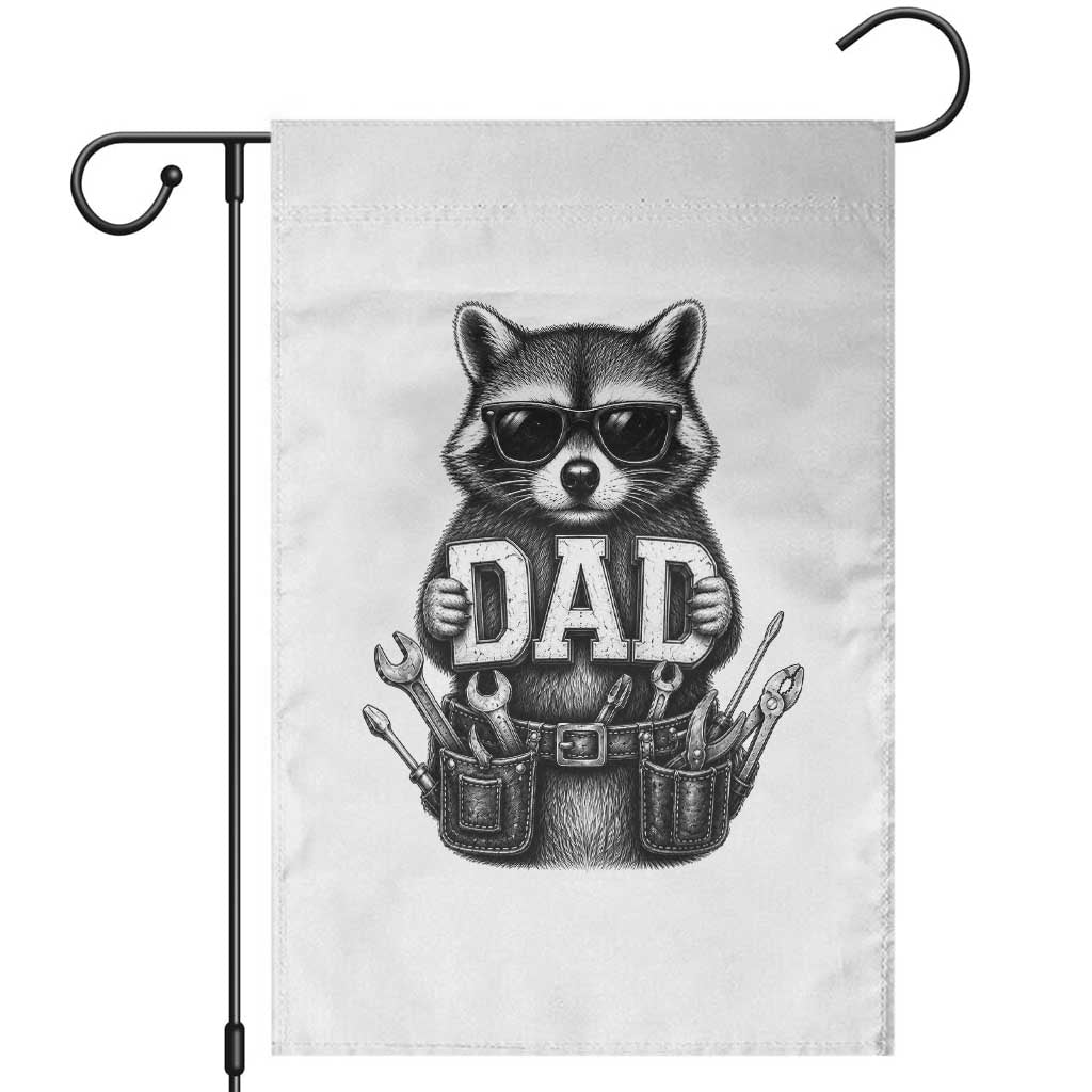 Funny Raccoon Dad Mechanic Garden Flag Trash Panda Fathers Day Gift TS12 White Print Your Wear