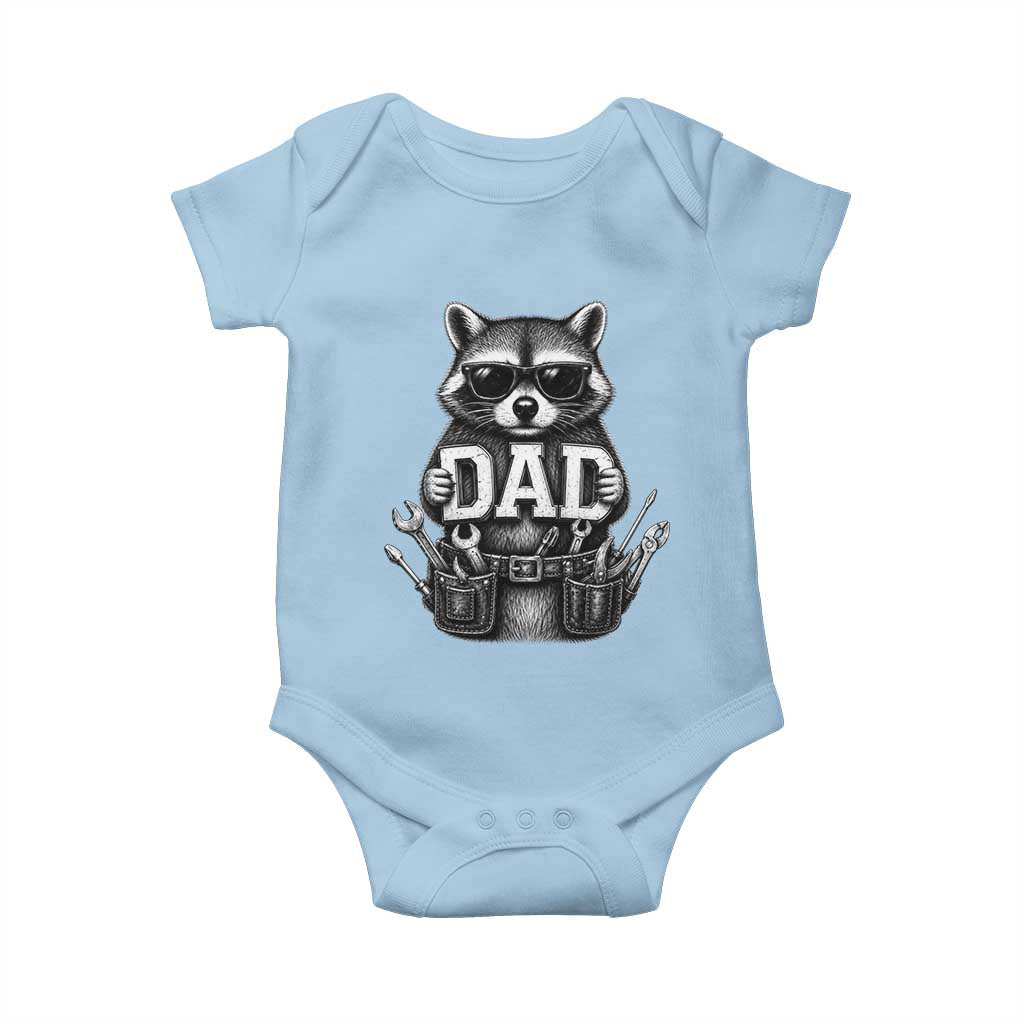 Funny Raccoon Dad Mechanic Baby Onesie Trash Panda Fathers Day Gift TS12 Light Blue Print Your Wear