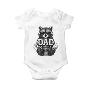 Funny Raccoon Dad Mechanic Baby Onesie Trash Panda Fathers Day Gift TS12 White Print Your Wear