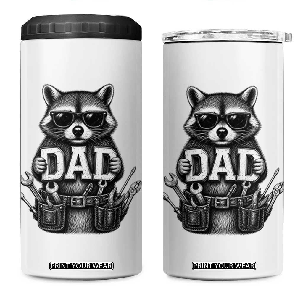Funny Raccoon Dad Mechanic 4 in 1 Can Cooler Tumbler Trash Panda Fathers Day Gift TS12 One Size: 16 oz White Print Your Wear
