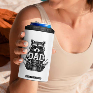 Funny Raccoon Dad Mechanic 4 in 1 Can Cooler Tumbler Trash Panda Fathers Day Gift TS12 Print Your Wear