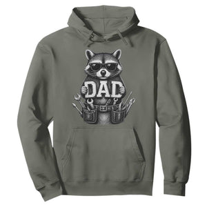 Funny Raccoon Dad Mechanic Hoodie Trash Panda Fathers Day Gift TS12 Military Green Print Your Wear