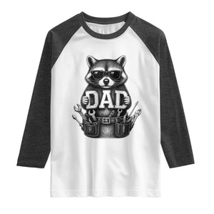 Funny Raccoon Dad Mechanic Raglan Shirt Trash Panda Fathers Day Gift TS12 White Heather Charcoal Print Your Wear