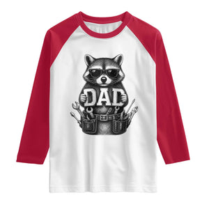 Funny Raccoon Dad Mechanic Raglan Shirt Trash Panda Fathers Day Gift TS12 White Red Print Your Wear