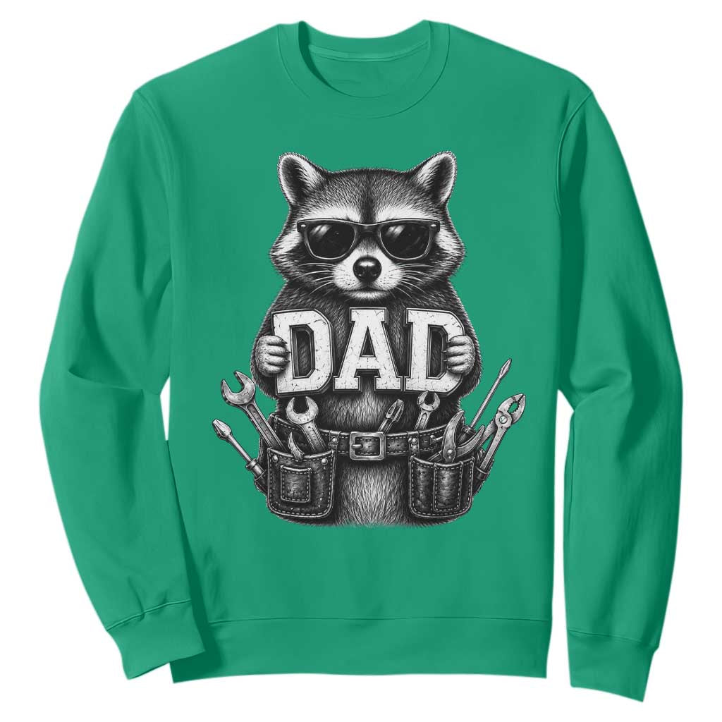 Funny Raccoon Dad Mechanic Sweatshirt Trash Panda Fathers Day Gift TS12 Irish Green Print Your Wear