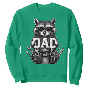 Funny Raccoon Dad Mechanic Sweatshirt Trash Panda Fathers Day Gift TS12 Irish Green Print Your Wear