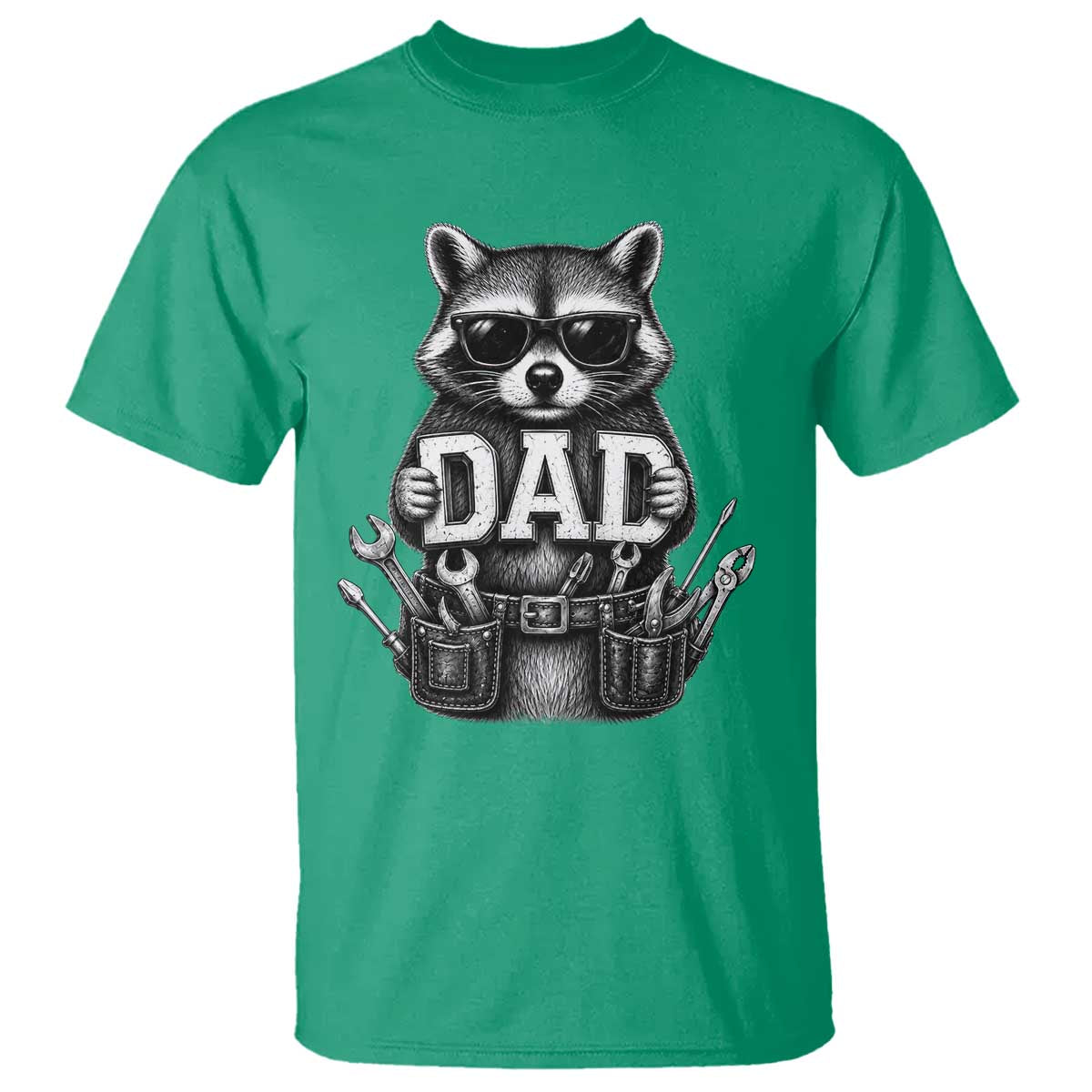 Funny Raccoon Dad Mechanic T Shirt Trash Panda Fathers Day Gift TS12 Irish Green Print Your Wear