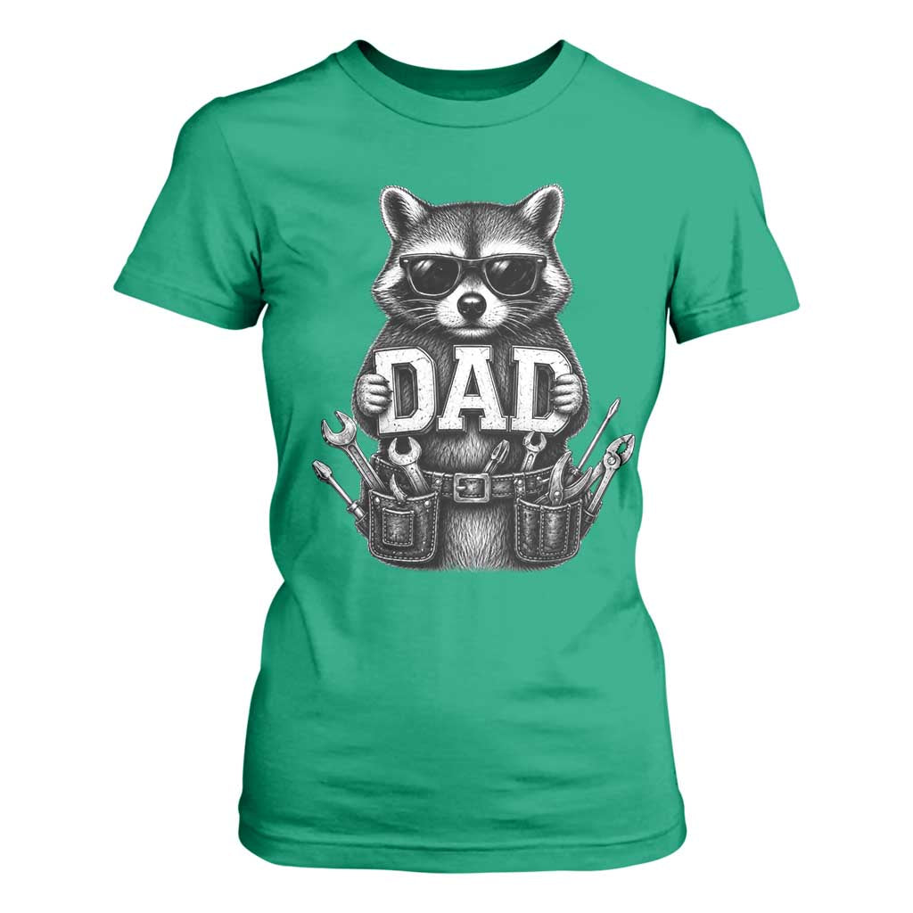 Funny Raccoon Dad Mechanic T Shirt For Women Trash Panda Fathers Day Gift TS12 Irish Green Print Your Wear