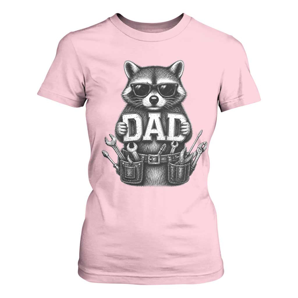 Funny Raccoon Dad Mechanic T Shirt For Women Trash Panda Fathers Day Gift TS12 Light Pink Print Your Wear