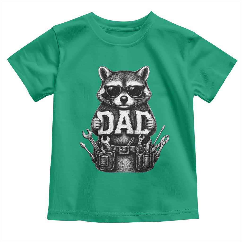 Funny Raccoon Dad Mechanic Toddler T Shirt Trash Panda Fathers Day Gift TS12 Irish Green Print Your Wear