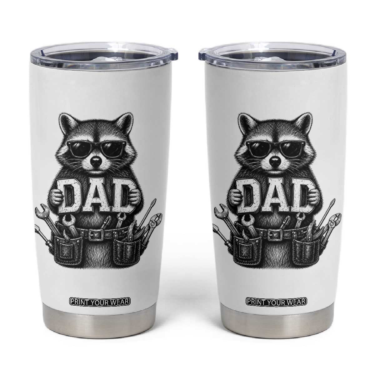 Funny Raccoon Dad Mechanic Tumbler Cup Trash Panda Fathers Day Gift TS12 White Print Your Wear