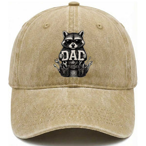 Funny Raccoon Dad Mechanic Washed Cotton Baseball Cap Trash Panda Fathers Day Gift TS12 Print Your Wear