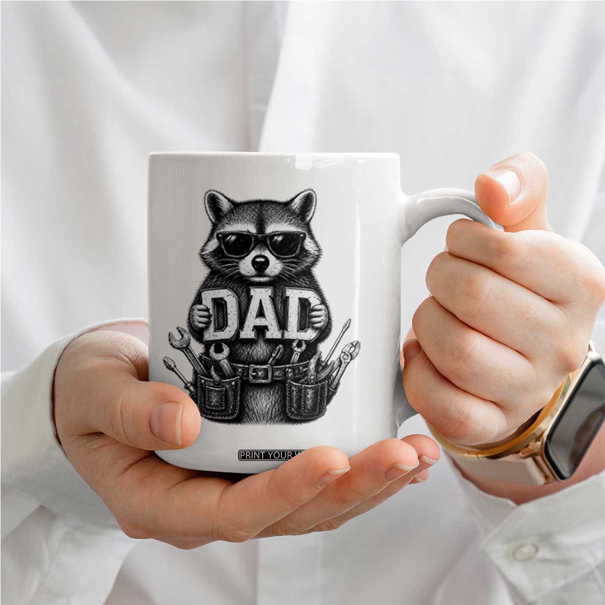 Funny Raccoon Dad Mechanic Coffee Mug Trash Panda Fathers Day Gift TS12 Print Your Wear
