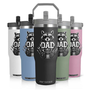 Funny Raccoon Dad Mechanic Flip Straw Tumbler Trash Panda Fathers Day Gift TS12 Print Your Wear