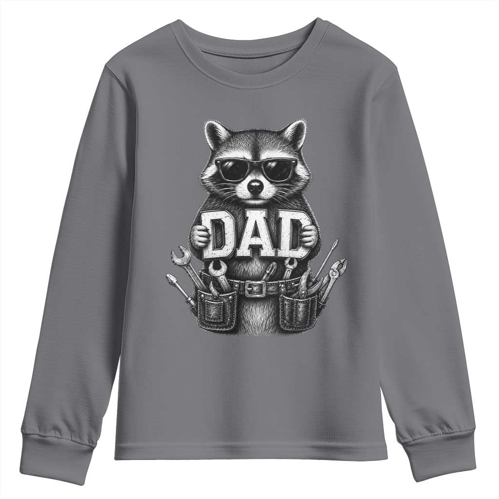 Funny Raccoon Dad Mechanic Youth Sweatshirt Trash Panda Fathers Day Gift TS12 Charcoal Print Your Wear