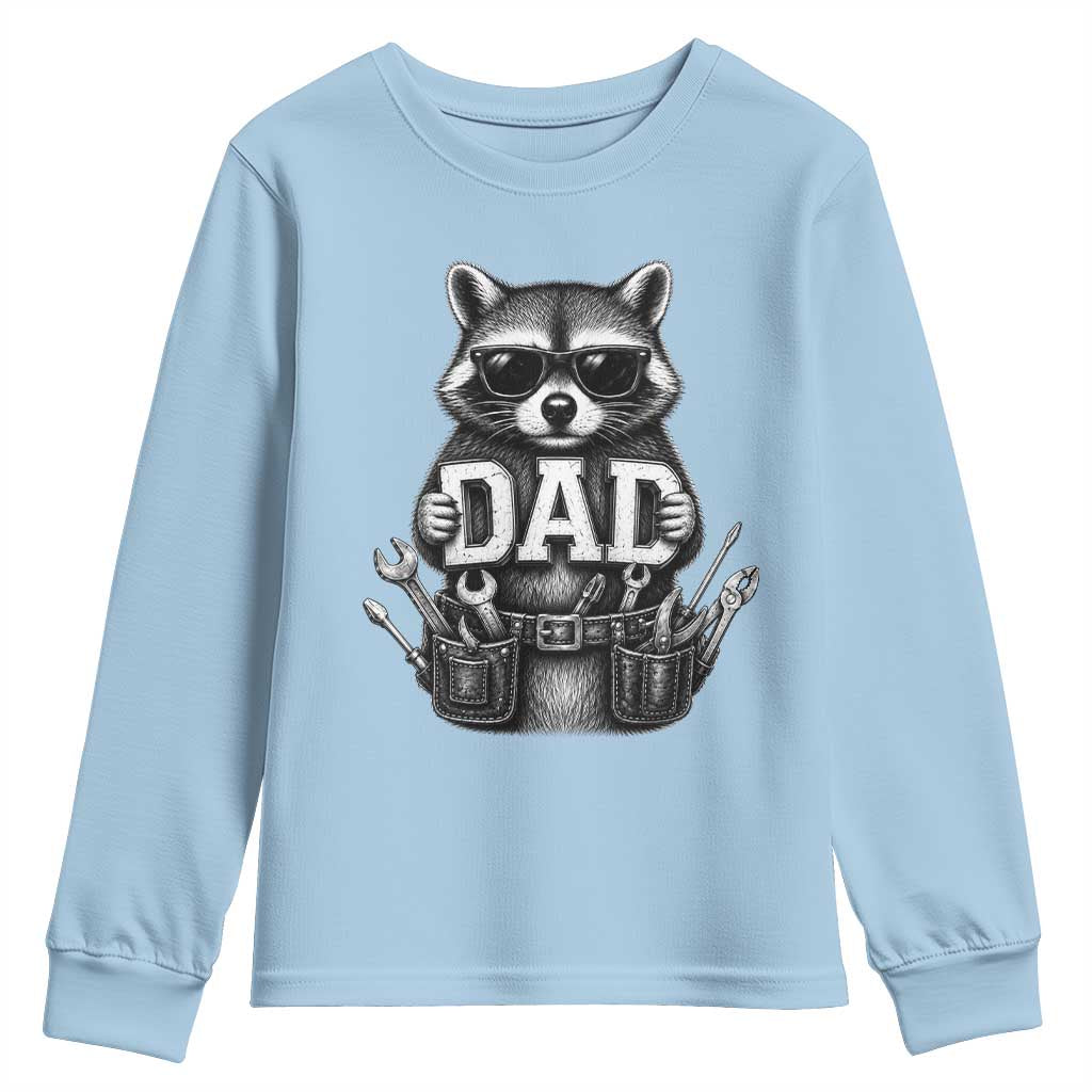 Funny Raccoon Dad Mechanic Youth Sweatshirt Trash Panda Fathers Day Gift TS12 Light Blue Print Your Wear