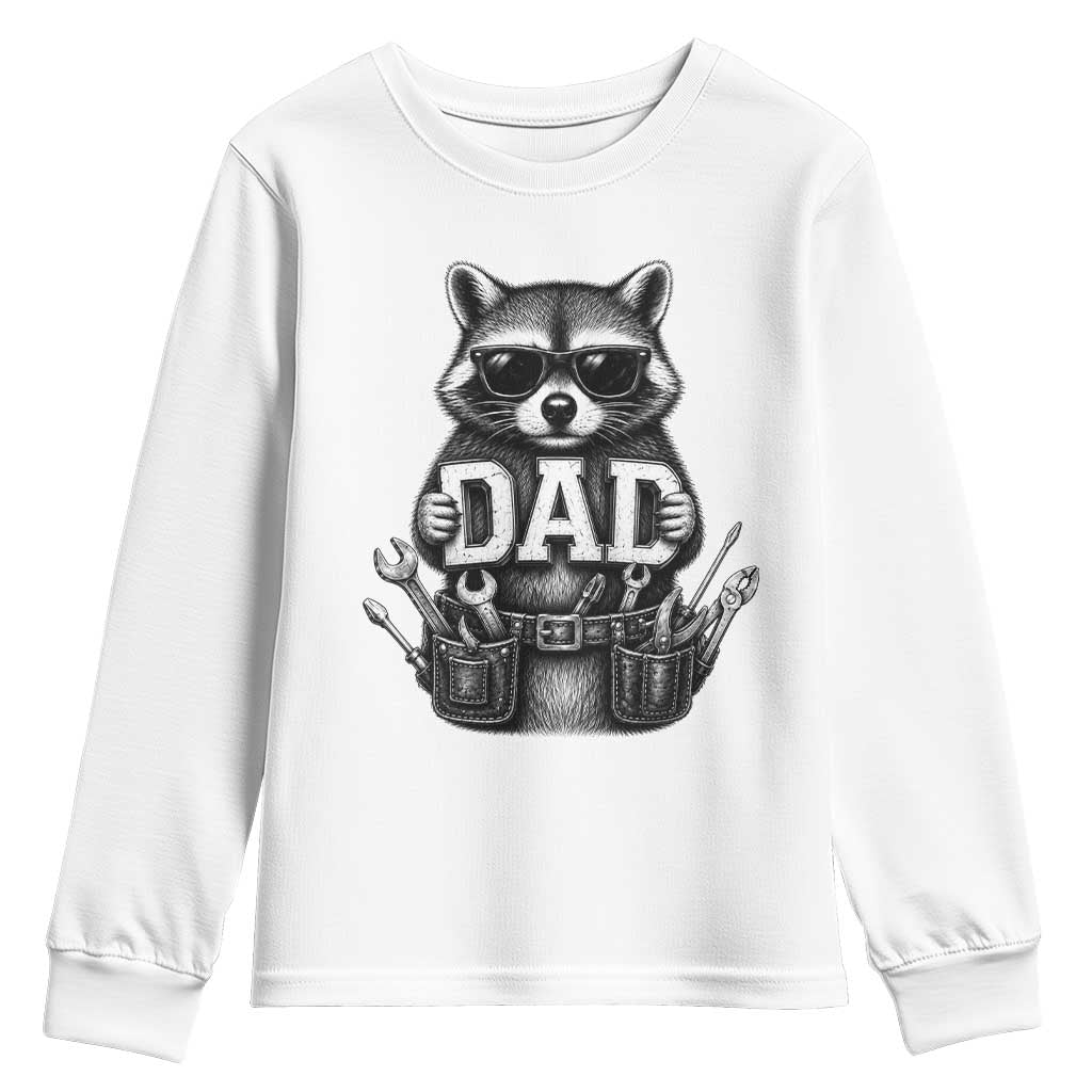 Funny Raccoon Dad Mechanic Youth Sweatshirt Trash Panda Fathers Day Gift TS12 White Print Your Wear