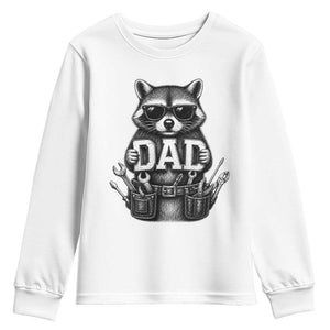 Funny Raccoon Dad Mechanic Youth Sweatshirt Trash Panda Fathers Day Gift TS12 White Print Your Wear